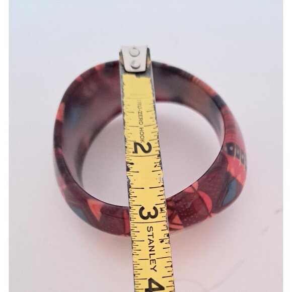Ladies Vintage Wavy Acrylic Multicolor Bangle Bracelet for Small Wrist Red Brown - Picture 3 of 3